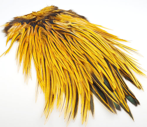 FF Freshwater rooster saddle dyed  copper olive