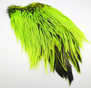 Freshwater Rooster saddle  Dyed chartreuse