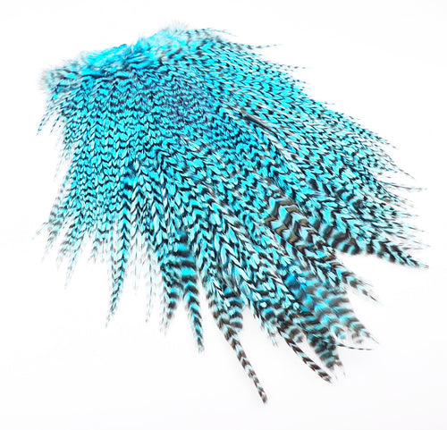 FF Freshwater roooster saddle grizzly  kingfisher blue