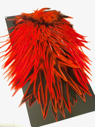 FF rooster saddle dyed  fire Orange
